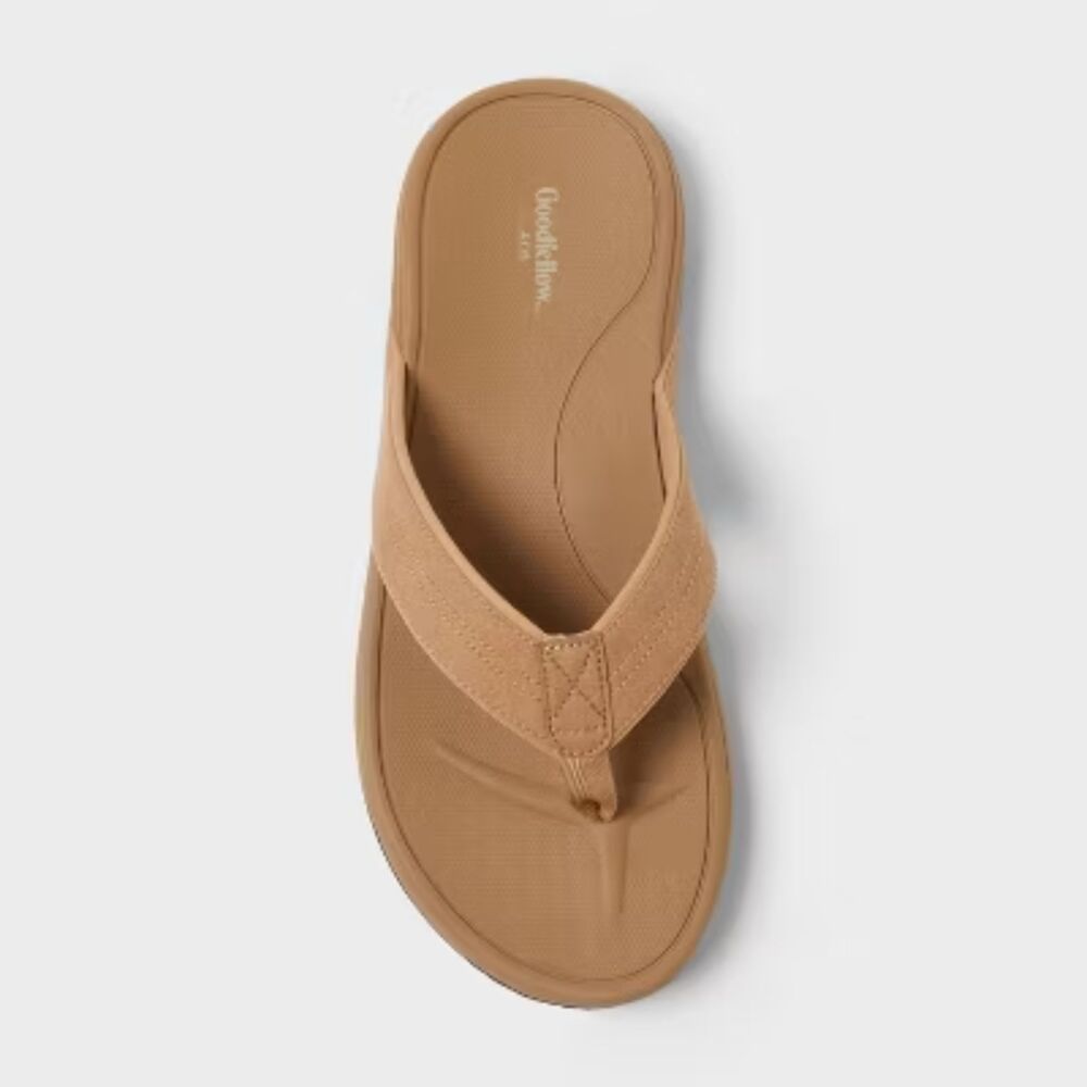 Men's Ian Comfort Flip Flop Thong Sandals - Goodfellow & Co Tan XL